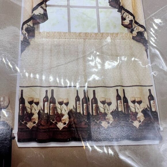 CHF Industries One Pair of 30" Kitchen Cafe Window Curtain-Vino Pattern-NWT - Picture 11 of 11